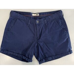 LEVI'S Mid Rise Navy Blue Cuffed Denim Shorts Women's Size W 31 Zip 5 Pockets